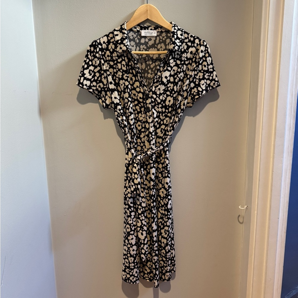 Black and White Floral Stretch Dress